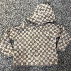 Rylee + Cru Heathered Check Tassle Cardigan - Blue Sand Checker